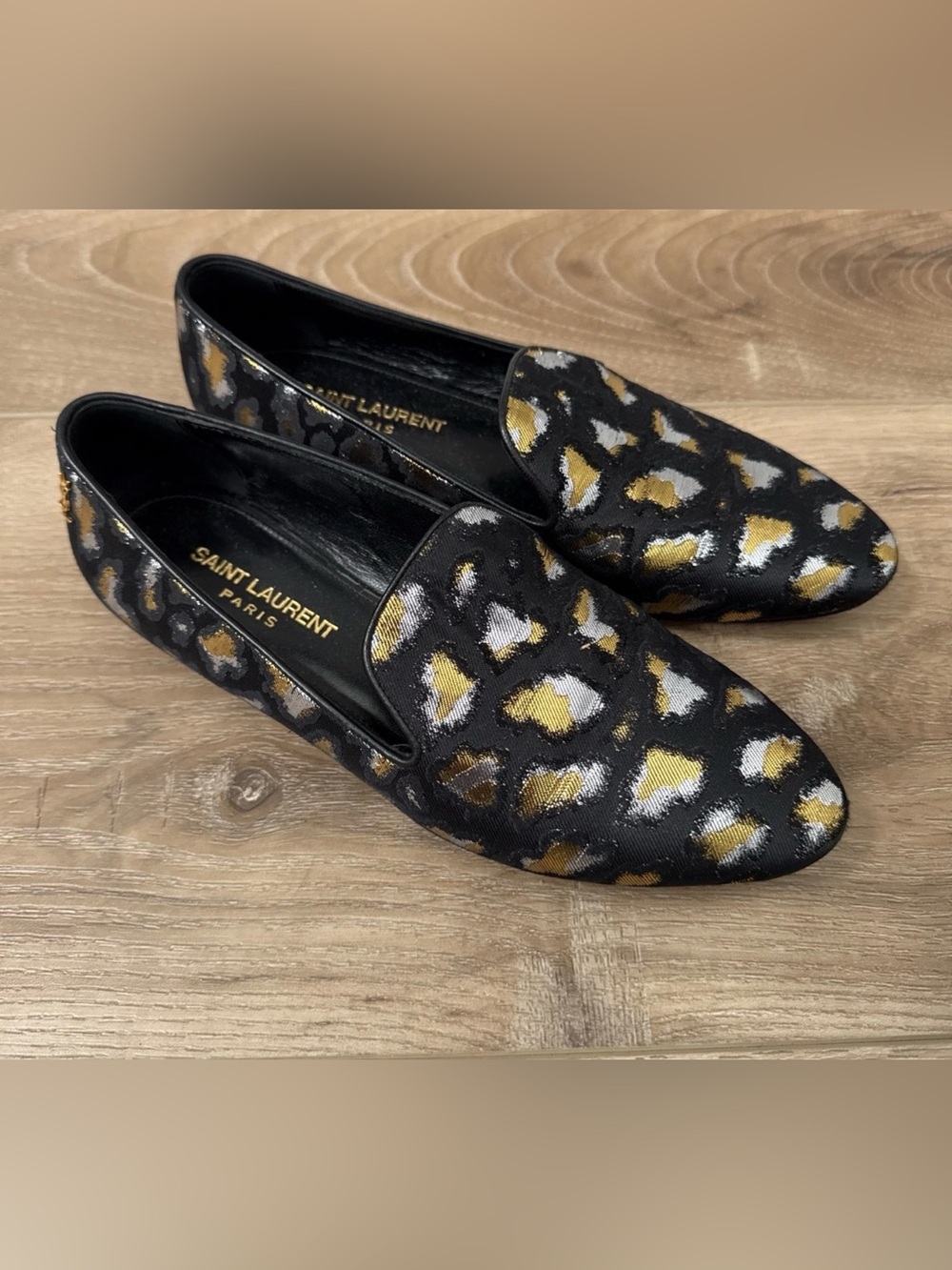 Saint Laurent Glitch Leopard Jacquard Loafer EU37.5/US7.5